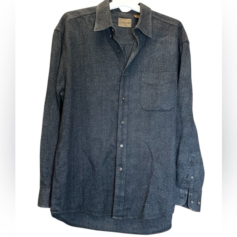 St. John's Bay‎ gray black Heavyweight button down long sleeve Shirt size xl